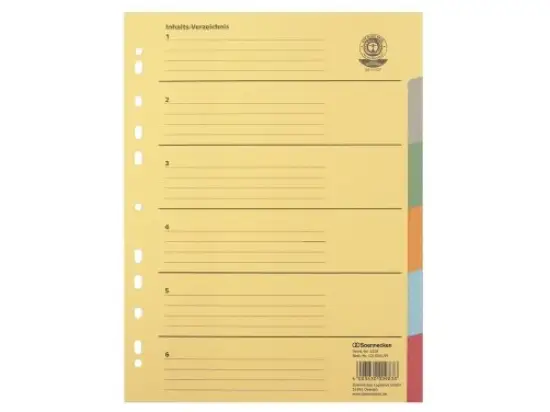 Register Soennecken 121056199 1528 A4 6-teilig blanko farbige Taben Karton