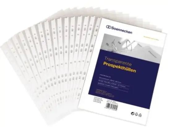 Prospekthüllen Soennecken 126072500 1500 A4 80my PP genarbt transparent, Pack 10 Stk