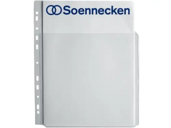 Prospekthüllen Soennecken 126117103 1601 A4 PP mit 2/3 Faltentasche 180my genarbt, Pack 5 Stk