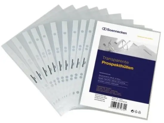 Prospekthüllen Soennecken 126659700 1506 A5 80my PP genarbt transparent, Pack 100 Stk