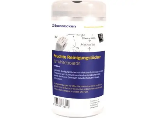 Reinigungstuch Soennecken 154424600 4829 für Whiteboard feucht, Pack 100 Stk