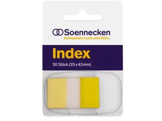 Haftstreifen Soennecken 164509910 5820 Index gelb 25x43mm, Spender 50 Stk