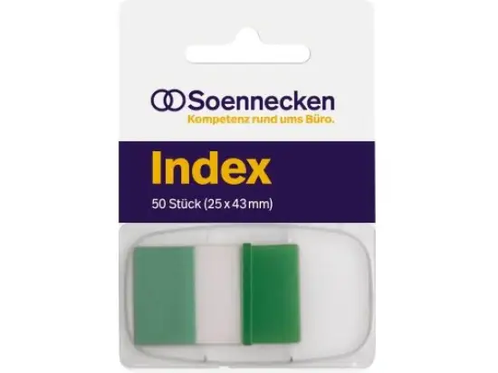 Haftstreifen Soennecken 164509960 5823 Index grün 25x43mm, Spender 50 Stk