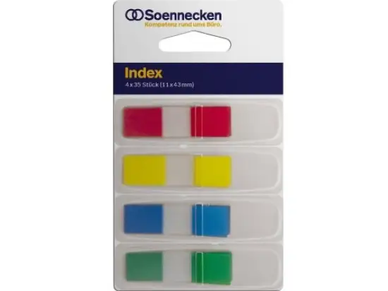 Haftstreifen Soennecken 164510199 5824 Index farbig sortiert 11x43mm je 35x rot/blau/gelb/grün
