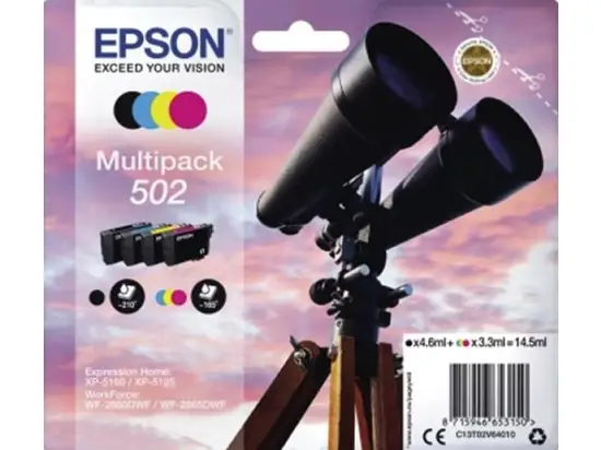 Tintenpatrone Epson C13T02V64010 502 Multipack je 1 x schwarz/cyan/magenta/gelb