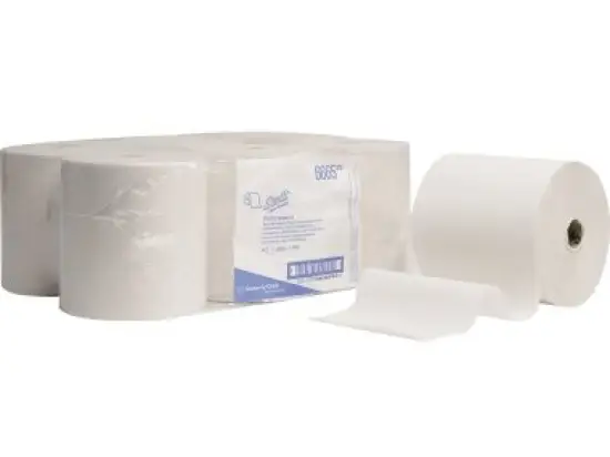 Rollenhandtücher Kimberly-Clark 6665 Scott Performance 1-lagig weiß 20cmx200m, Pack 6 Rollen