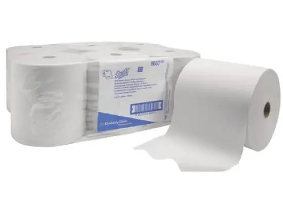 Rollenhandtücher Kimberly-Clark 6667 Scott 1-lagig weiß Slimroll 20cmx304m, Pack 6 Rollen