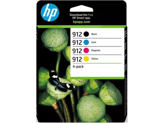 Tintenpatrone HP 6ZC74AE 912 Multipack, je 1 x schwarz, cyan, magenta, gelb, 3x315+1x300 Seiten