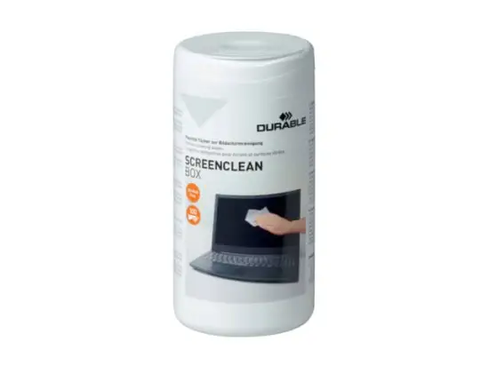 Reinigungstuch Durable 5736-02 573602 Screenclean weiß, getränkte Tücher, Dose 100 Stk
