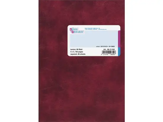 Geschäftsbuch König & Ebhardt 86-15242 8615242 A5, 192 Seiten, kariert, Kunststoff, rot