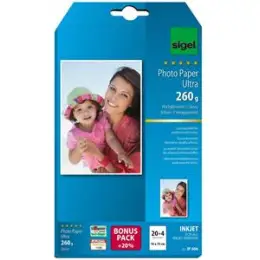 Fotopapier Sigel IP606 10x15cm 260g hochglänzend Ultra, Pack 24 Blatt