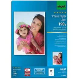 Fotopapier Sigel IP639 A4 180g hochglänzend weiß Ultra, Pack 50 Blatt