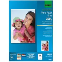 Fotopapier Sigel IP641 A4 260g hochglänzend weiß Ultra, Pack 50 Blatt