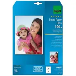 Fotopapier Sigel IP666 A4 180g seidenmatt weiß Ultra, Pack 20 Blatt