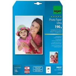Fotopapier Sigel IP675 A4 180g hochglänzend weiß Ultra, Pack 20 Blatt