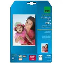Fotopapier Sigel IP706 13x18cm 260g superweiß Ultra, Pack 18 Blatt