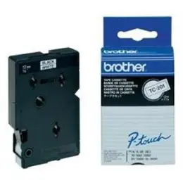 Schriftband-Kassette Brother TC-201A schwarz auf weiß 12mm/7,7m, Pack 10 Stk