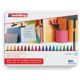 Fasermaler Edding 1200 4-1200-20 0,5-1mm, Rundspitze, auswaschbar, 20er-Etui, 20 Schreibfarben sortiert