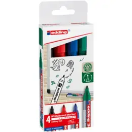 Whiteboardmarker Edding 360 4-360-4-2 1,5-3mm, Rundspitze, 4er-Etui, schwarz, rot, blau, grün