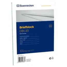 Briefblock Soennecken 111105202 2312 A5 kariert 50 Blatt ecf Klebebindung 70g