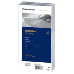 Briefumschlag Soennecken 327666501 2076 DIN lang, mit Fenster, Selbstklebung, Offset weiß, grauer Innendruck, 75g, Pack 100 Stk