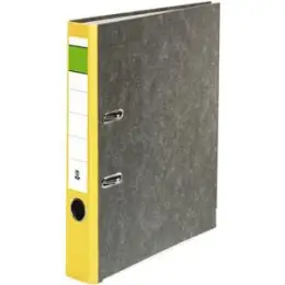 Ordner 120007010 A4, 50mm, Pappe/Wolkenmarmor, gelber Rücken