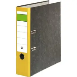 Ordner 120006910 A4, 80mm, Pappe/Wolkenmarmor, gelber Rücken