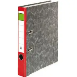 Ordner 120007030 A4, 50mm, Pappe/Wolkenmarmor, roter Rücken
