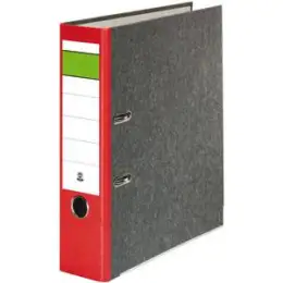 Ordner 120006930 A4, 80mm, Pappe/Wolkenmarmor, roter Rücken