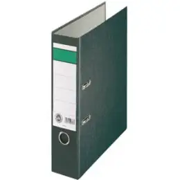 Ordner 120006900 A4, 80mm, Pappe/Wolkenmarmor, schwarz, grüner Balken