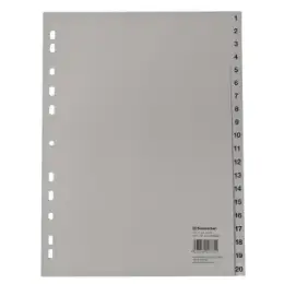Zahlen-Register Soennecken 121058680 1617 A4, Zahlen 1-20, 20-teilig/div, Kunststoff (PP), grau