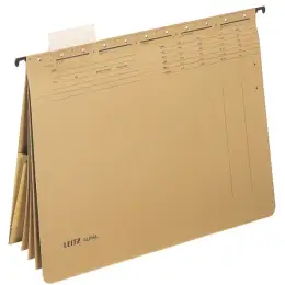 Mehrfach-Hängehefter Leitz 1983-00-00 19830000 Alpha Natronkarton 250g, 4 x kaufmännische Heftung, Sichtreiter, seitlich offen, naturbraun, Pack 25 Stk