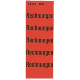Inhaltsschild Leitz 1502-00-00 15020000 Rechnungen, 60 x 25,5 mm, Papier, selbstklebend, rot, Pack 100 Stk/20 Blatt