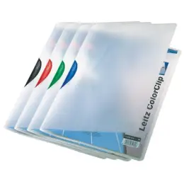 Klemmmappe Leitz 4175-00-99 41750099 ColorClip A4, Kunststoff (PP), transparent, Klemme farbig-sortiert, Pack 6 Stk