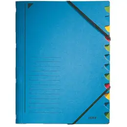 Ordnungsmappe Leitz 3912-00-35 39120035 A4, 12-Fächer, Gummizug, Colorspan-Karton-Einband 450g, blau