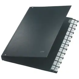 Pultordner Leitz 5924-00-95 59240095 A4, 24 Fächer, A-Z, Pappe/PP-Folie, Kunststoff-Tabe, schwarz