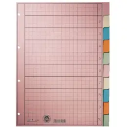 Blanko-Register Leitz 4340-00-00 43400000 A4 10-teilig Papier 5farbig durchgefärbt mit verstärkten Taben