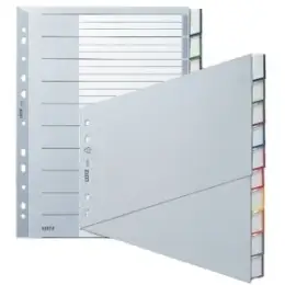 Blanko-Register Leitz 1270-00-00 12700000 A4 10-teilig Kunststoff (PP) grau mit auswechselbaren Taben Überbreite