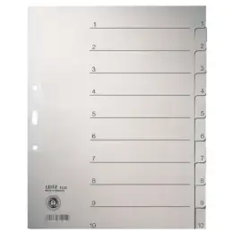 Zahlen-Register Leitz 1232-00-85 12320085 A4 Zahlen 1-10 Papier grau Überbreite, Pack 20 Stk