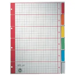 Blanko-Register Leitz 4350-00-85 43500085 A4 6-teilig farbige Taben blanko aus extrastarkem Karton
