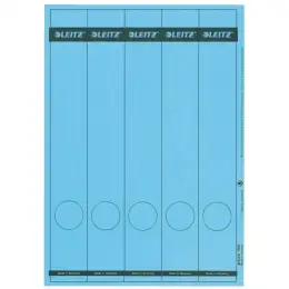 Ordner-Rückenschild Etiketten Leitz 1688-00-35 16880035 285 x 39 mm lang/schmal, selbstklebend, mit Aufdruck, blau, PC-beschriftbar, Laser Kopierer, Pack 125 Stk/25 Blatt