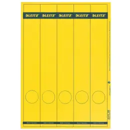 Ordner-Rückenschild Etiketten Leitz 1688-00-15 16880015 285 x 39 mm lang/schmal, selbstklebend, mit Aufdruck, gelb, PC-beschriftbar, Laser Kopierer, Pack 125 Stk/25 Blatt
