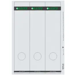 Ordner-Rückenschild Etiketten Leitz 1687-00-85 16870085 285 x 61,5mm lang/breit, selbstklebend, mit Aufdruck, grau, PC-beschriftbar, Inkjet Laser Kopierer, Pack 75 Stk/25 Blatt