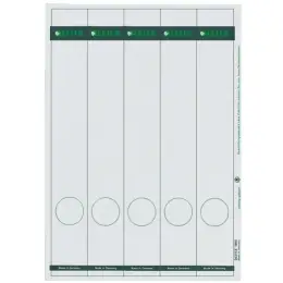 Ordner-Rückenschild Etiketten Leitz 1688-00-85 16880085 285 x 39 mm lang/schmal, selbstklebend, mit Aufdruck, grau, PC-beschriftbar, Laser Kopierer, Pack 125 Stk/25 Blatt