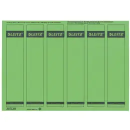 Ordner-Rückenschild Etiketten Leitz 1686-20-55 16862055 192 x 39mm kurz/schmal, selbstklebend, mit Aufdruck, grün, PC-beschriftbar, Inkjet Laser Kopierer, Pack 150 Stk/25 Blatt