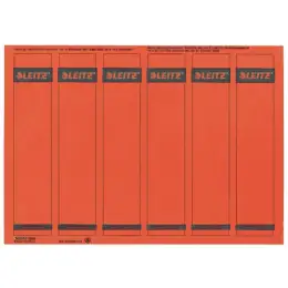 Ordner-Rückenschild Etiketten Leitz 1686-20-25 16862025 192 x 39mm kurz/schmal, selbstklebend, mit Aufdruck, rot, PC-beschriftbar, Inkjet Laser Kopierer, Pack 150 Stk/25 Blatt