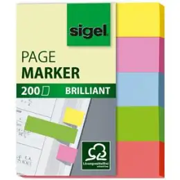 Haftmarker Sigel HN625 12 x 50 mm, 5 Farben, Pack 5 Blöcke je 40 Blatt/200 Stk
