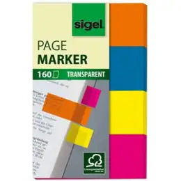 Haftmarker Sigel HN614 20 x 50 mm, 4 Farben, Pack 4 Blöcke je 40 Blatt/160 Stk