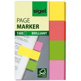 Haftmarker Sigel HN630 20 x 50 mm, 4 Farben, Pack 4 Blöcke je 40 Blatt/160 Stk