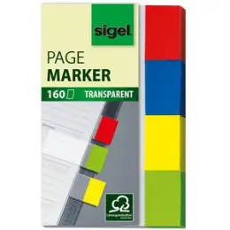 Haftmarker Sigel HN670 20 x 50 mm, 4 Farben transparent, Pack 4 Blöcke je 40 Blatt/160 Stk